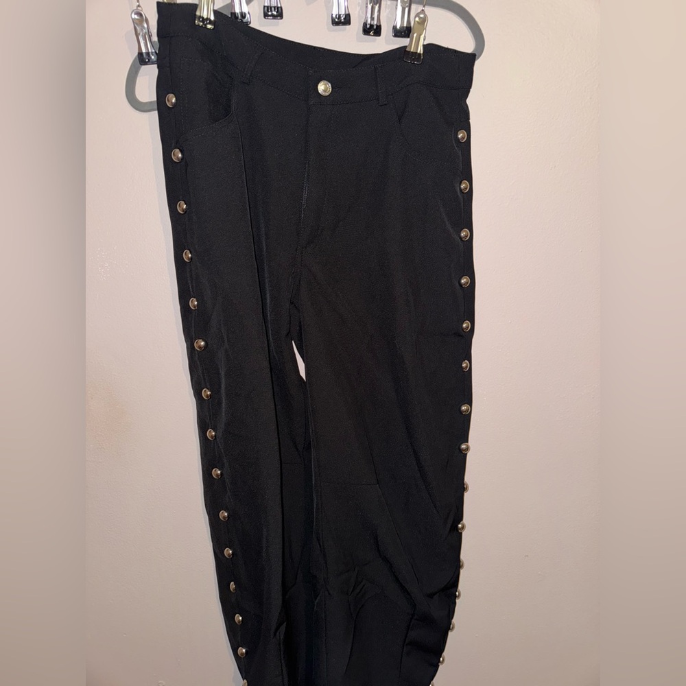 Missguided Black Barrel Trousers with studs